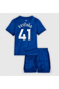 Chelsea Estevao Willian #41 Jalkapallovaatteet Lasten Kotipeliasu 2025-26 Lyhythihainen (+ Lyhyet housut)